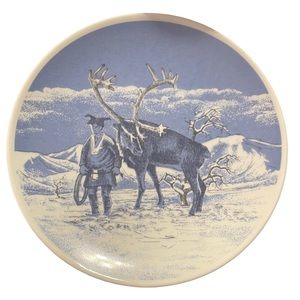 Porsgrund (Norway) Laplander and a Reindeer 7" Plate